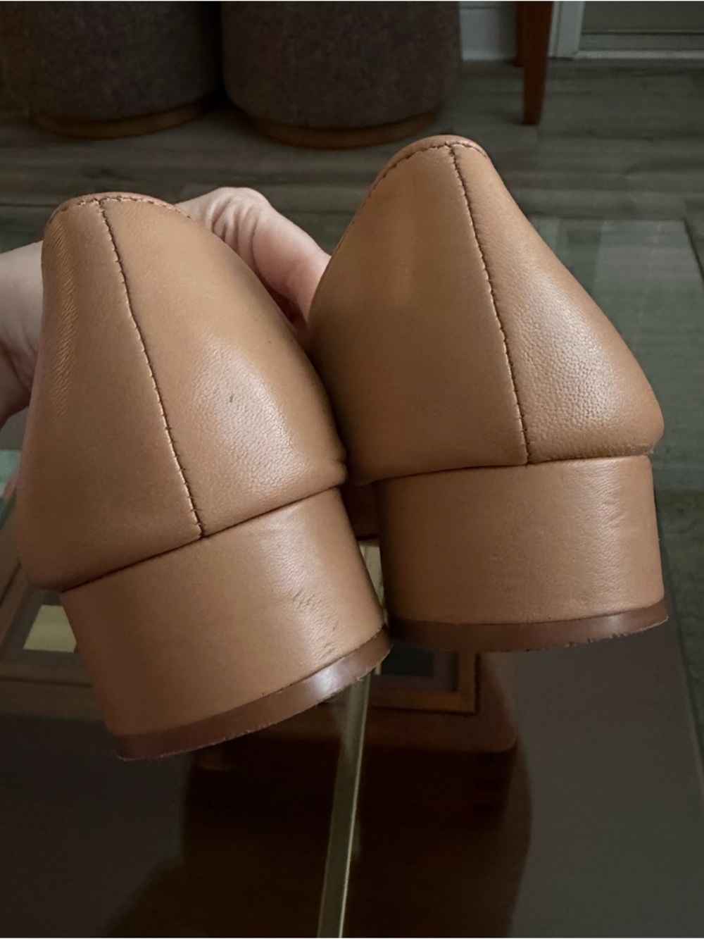 Everlane Nude Tan Low Block Heel Pumps - Picture 4 of 8